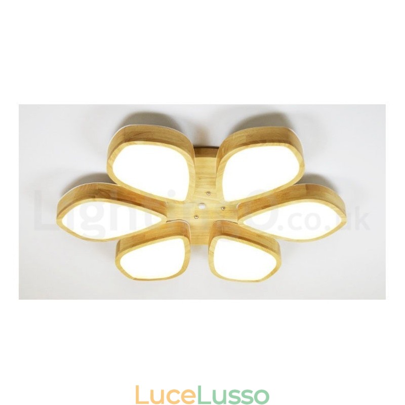 Lampada da soffitto in legno a forma di petalo con paralume in acrilico Lampada da soffitto in stile nordico