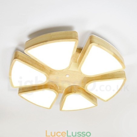 Lampada da soffitto in legno a forma di petalo con paralume in acrilico Lampada da soffitto in stile nordico Lampada da soffitto in legno a forma di petalo con paralume in acrilico Lampada da soffitto in stile nordico