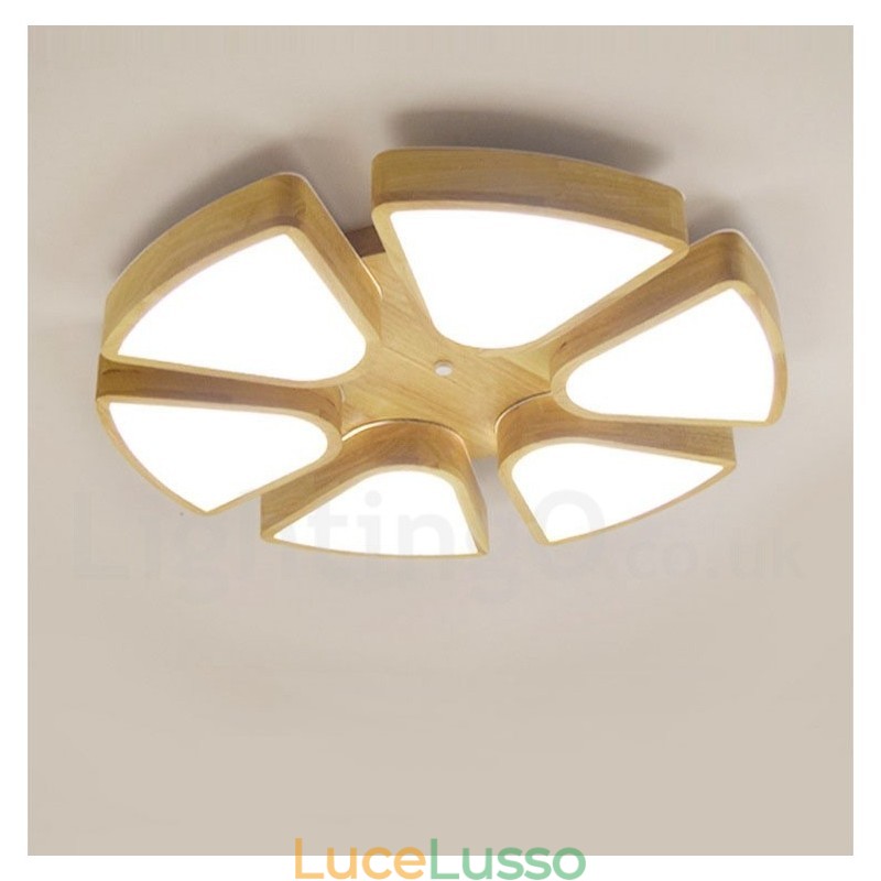 Lampada da soffitto in legno a forma di petalo con paralume in acrilico Lampada da soffitto in stile nordico