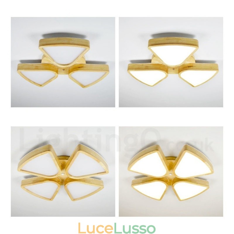 Lampada da soffitto in legno a forma di petalo con paralume in acrilico Lampada da soffitto in stile nordico