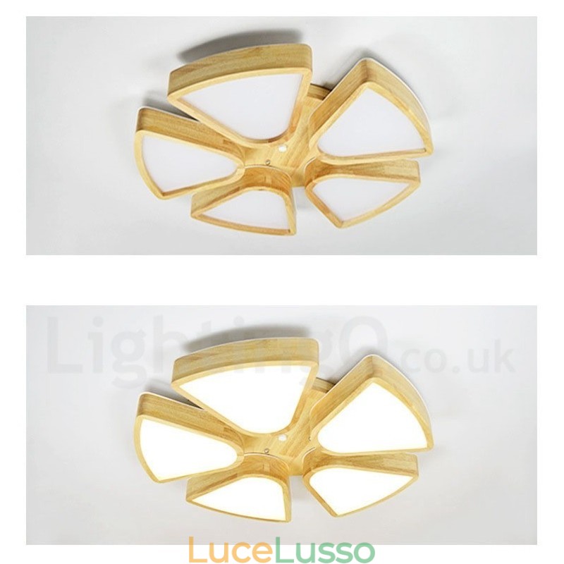 Lampada da soffitto in legno a forma di petalo con paralume in acrilico Lampada da soffitto in stile nordico