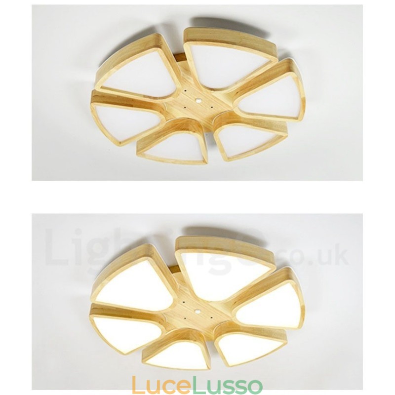 Lampada da soffitto in legno a forma di petalo con paralume in acrilico Lampada da soffitto in stile nordico