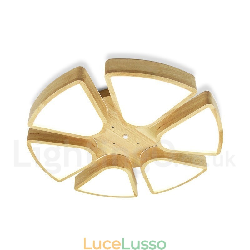 Lampada da soffitto in legno a forma di petalo con paralume in acrilico Lampada da soffitto in stile nordico