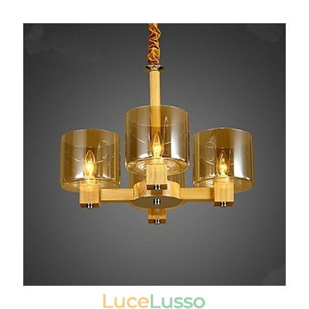 Lampada a sospensione moda tavolo in legno con copertura in vetro Lampada a sospensione moda tavolo in legno con copertura in vetro
