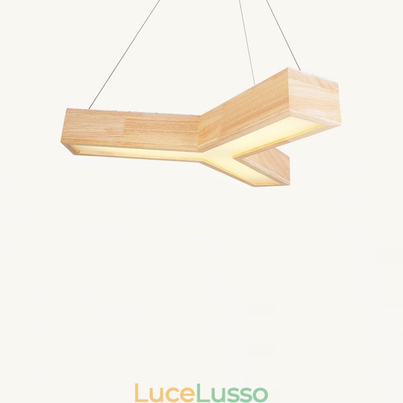 Lampada a sospensione moderna in legno a forma di triangolo