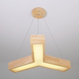 Lampada a sospensione moderna in legno a forma di triangolo