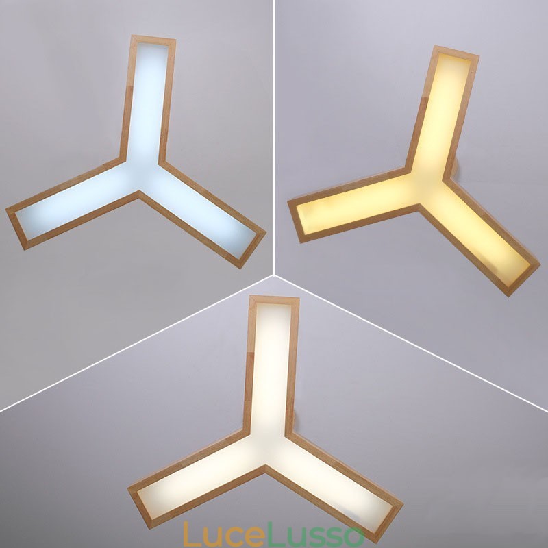 Lampada a sospensione moderna in legno a forma di triangolo