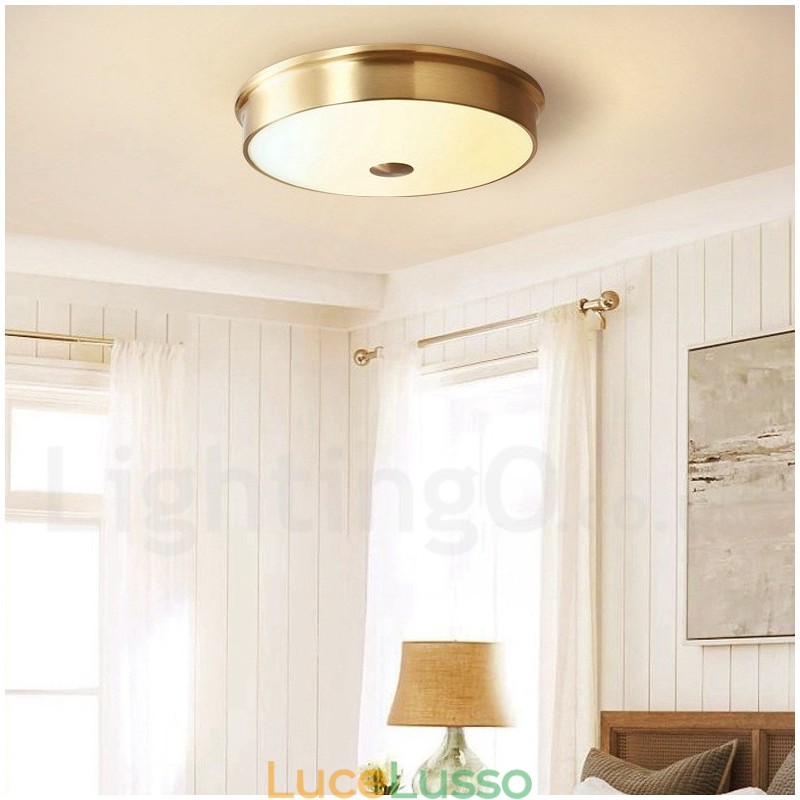 Lampada da soffitto retrò vintage con paralume in vetro