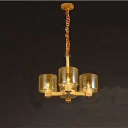 Lampada a sospensione moda tavolo in legno con copertura in vetro