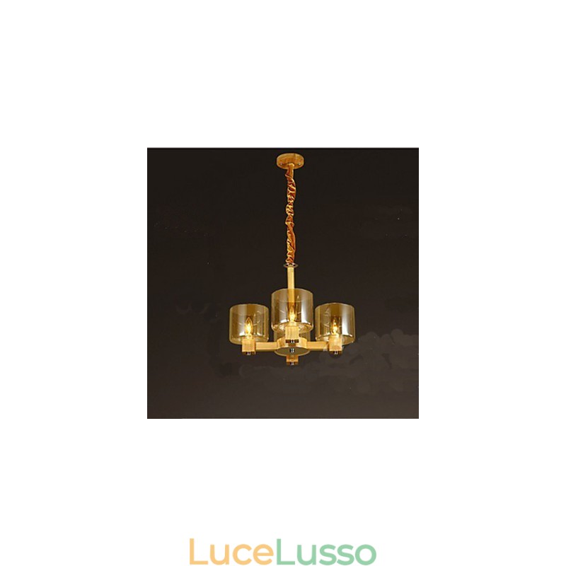 Lampada a sospensione moda tavolo in legno con copertura in vetro