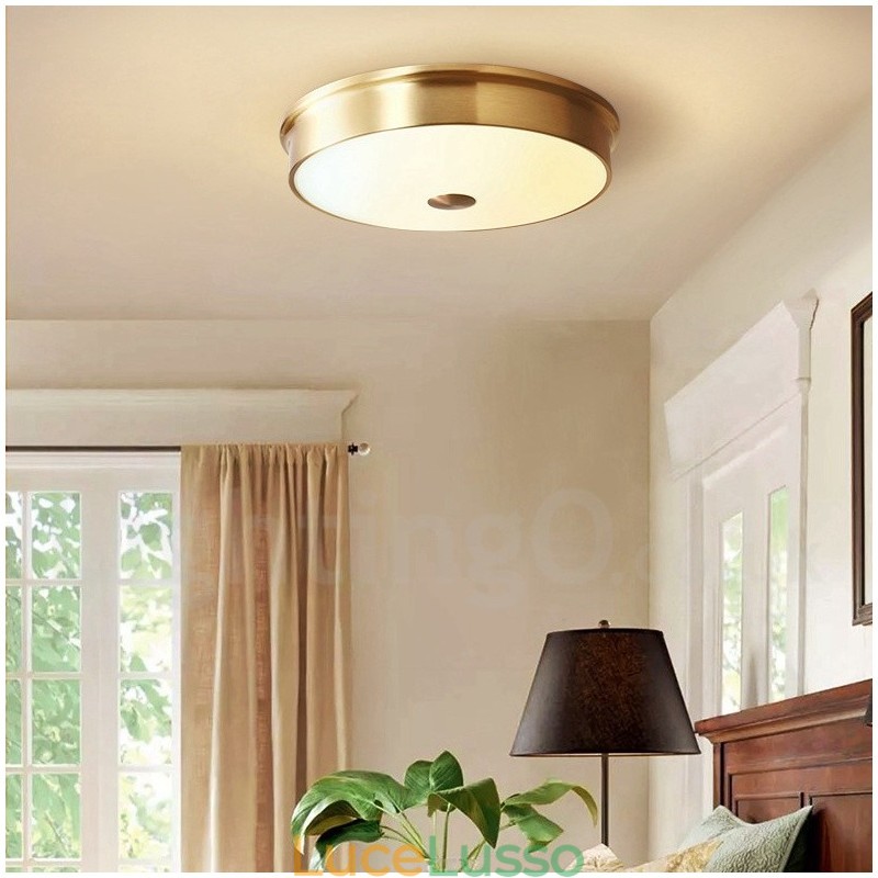Lampada da soffitto retrò vintage con paralume in vetro