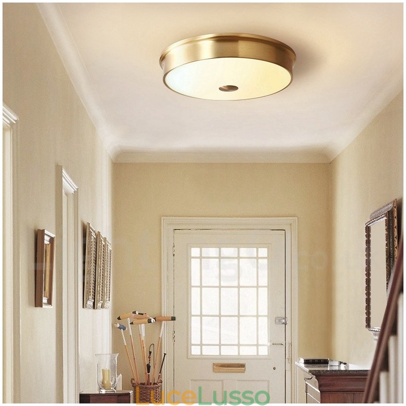 Lampada da soffitto retrò vintage con paralume in vetro