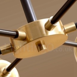 Lampadario a sospensione in ottone puro, rustico, retrò, vintage, con paralumi in vetro