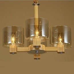 Lampada a sospensione moda tavolo in legno con copertura in vetro