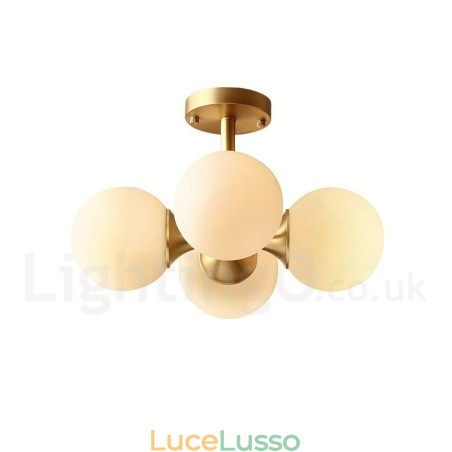 Lampada da soffitto a filo in ottone puro, moderna, contemporanea, semplice, rustica, retrò, vintage, con paralumi in vetro, 4 luci Lampada da soffitto a filo in ottone puro, moderna, contemporanea, semplice, rustica, retrò, vintage, con paralumi in vetro, 4 luci