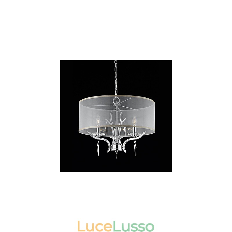 Lampadario moderno in cristallo con 3 luci e paralume semitrasparente