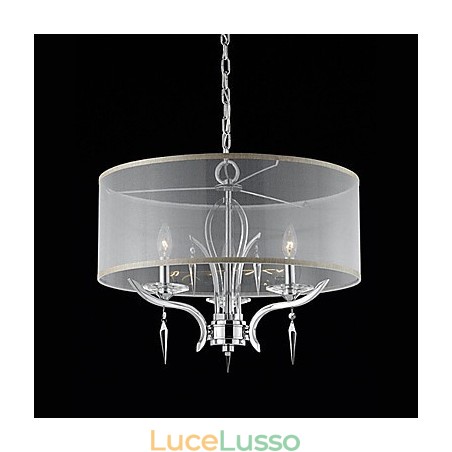 Lampadario moderno in cristallo con 3 luci e paralume semitrasparente Lampadario moderno in cristallo con 3 luci e paralume semitrasparente