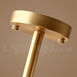 Lampada da soffitto a filo in ottone puro, moderna, contemporanea, semplice, rustica, retrò, vintage, con paralumi in vetro, 4 luci