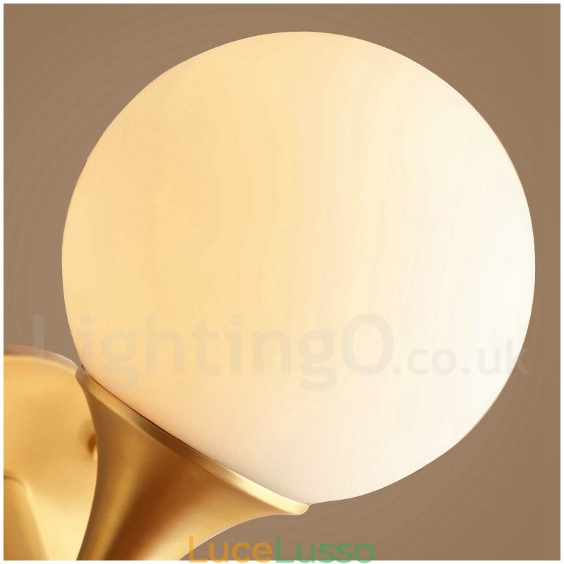 Lampada da soffitto a filo in ottone puro, moderna, contemporanea, semplice, rustica, retrò, vintage, con paralumi in vetro, 4 luci