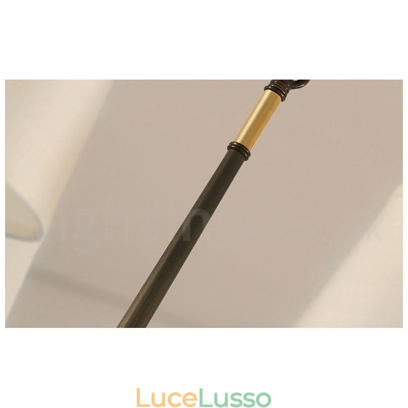 Lampadario a sospensione in ottone puro, grande, rustico, retrò, vintage, lussuoso, con paralumi in tessuto