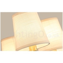 Lampadario a sospensione in ottone puro, grande, rustico, retrò, vintage, lussuoso, con paralumi in tessuto