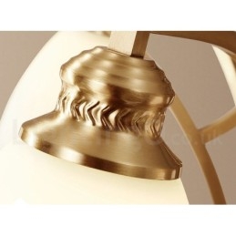 Lampadario a sospensione in ottone puro, grande, rustico, retrò, vintage, con paralumi in vetro