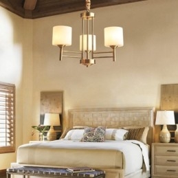 Lampadario a sospensione in ottone puro, grande, rustico, retrò, vintage, con paralumi in vetro