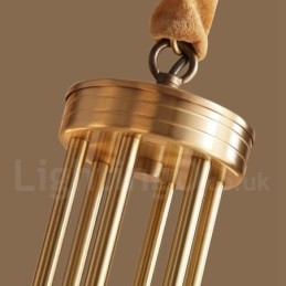 Lampadario a sospensione in ottone puro, grande, rustico, retrò, vintage, con paralumi in vetro