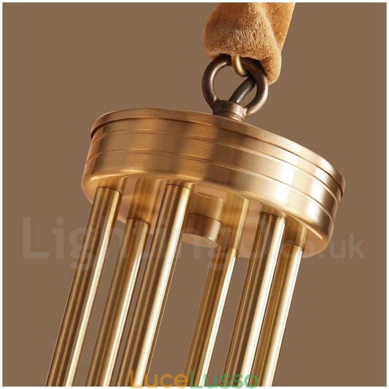 Lampadario a sospensione in ottone puro, grande, rustico, retrò, vintage, con paralumi in vetro