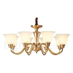 Lampadario a sospensione in ottone massiccio rustico retrò vintage di grande lusso in ottone puro con paralumi in vetro