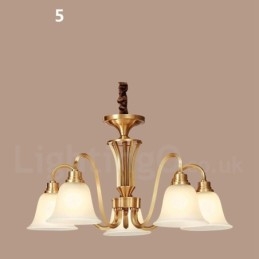 Lampadario a sospensione in ottone massiccio rustico retrò vintage di grande lusso in ottone puro con paralumi in vetro