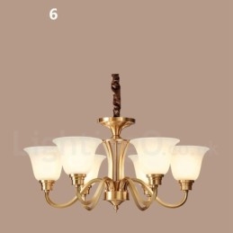 Lampadario a sospensione in ottone massiccio rustico retrò vintage di grande lusso in ottone puro con paralumi in vetro