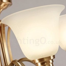 Lampadario a sospensione in ottone massiccio rustico retrò vintage di grande lusso in ottone puro con paralumi in vetro