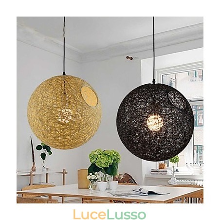 Lampada moderna semplice e rustica in rattan, lampadario a sfera in canapa Lampada moderna semplice e rustica in rattan, lampadario a sfera in canapa