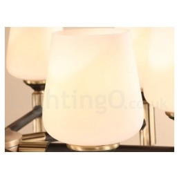 Lampadario a sospensione in ottone puro, grande, rustico, retrò, vintage, con paralumi in vetro