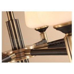 Lampadario a sospensione in ottone puro, grande, rustico, retrò, vintage, con paralumi in vetro