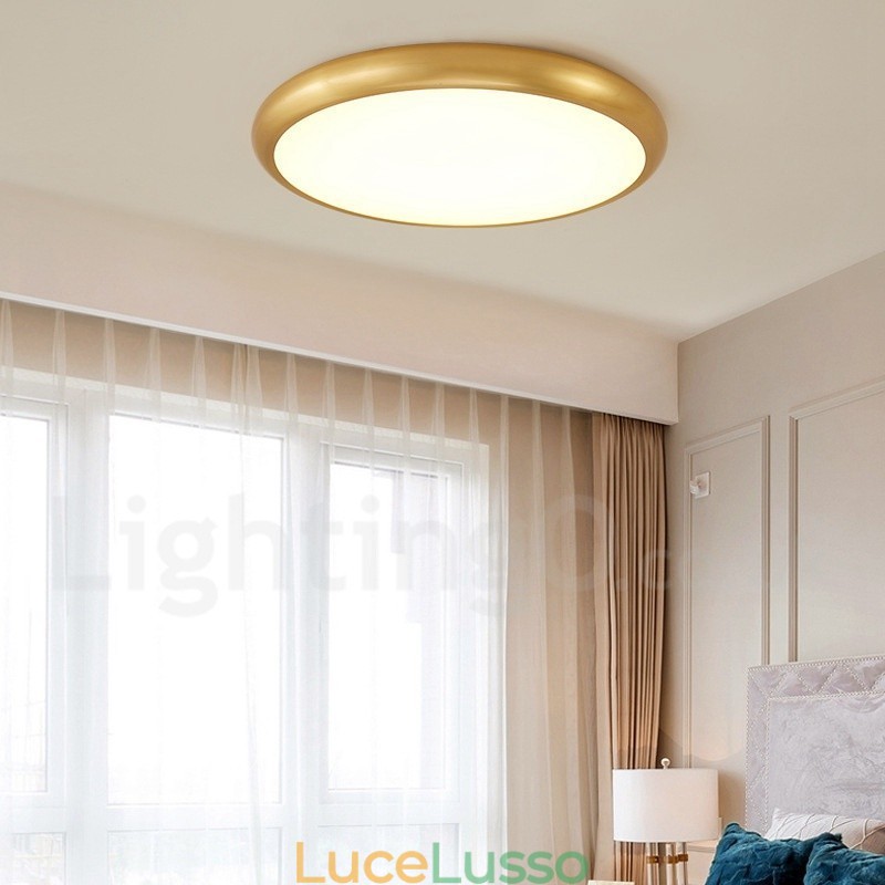 Plafoniere da soffitto in ottone a filo in stile nordico moderno e contemporaneo, ultra sottili, dimmerabili, con paralume in acrilico, utilizzabili anche come applique