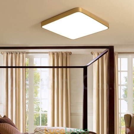 Plafoniere da soffitto in ottone a filo in stile nordico moderno contemporaneo dimmerabili ultra sottili quadrate con paralume in acrilico, utilizzabili anche come applique Plafoniere da soffitto in ottone a filo in stile nordico moderno contemporaneo dimmerabili ultra sottili quadrate con paralume in acrilico, utilizzabili anche come applique