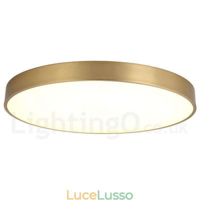 Plafoniere da soffitto in ottone a filo, ultra sottili, rotonde, dimmerabili, moderne, contemporanee, in stile nordico, con paralume in acrilico, utilizzabili anche come applique