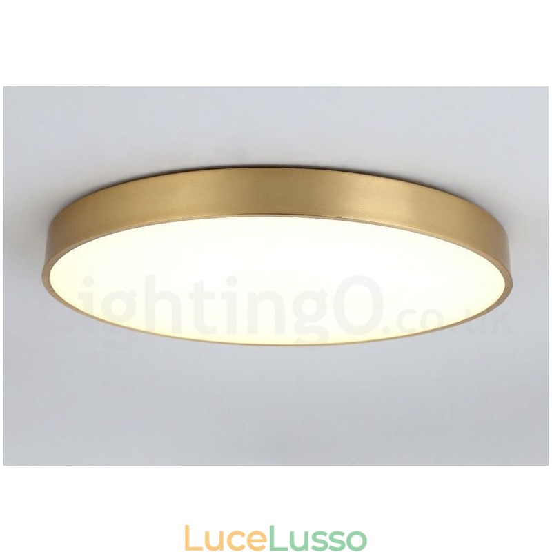 Plafoniere da soffitto in ottone a filo, ultra sottili, rotonde, dimmerabili, moderne, contemporanee, in stile nordico, con paralume in acrilico, utilizzabili anche come applique
