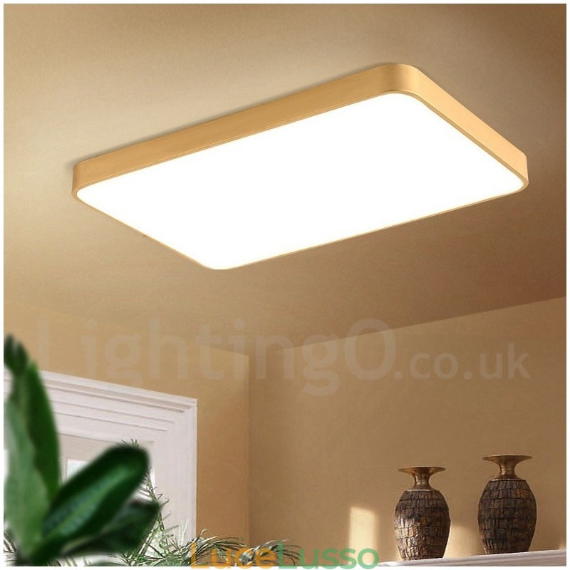 Plafoniere da soffitto in ottone a filo stile nordico moderno contemporaneo dimmerabile ultra sottile rettangolare con paralume in acrilico, utilizzabili anche come applique