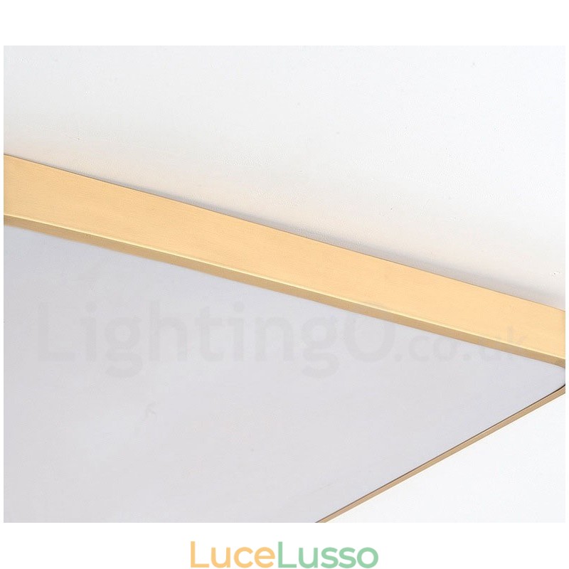 Plafoniere da soffitto in ottone a filo stile nordico moderno contemporaneo dimmerabile ultra sottile rettangolare con paralume in acrilico, utilizzabili anche come applique