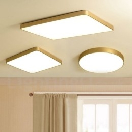Plafoniere da soffitto in ottone a filo stile nordico moderno contemporaneo dimmerabile ultra sottile rettangolare con paralume in acrilico, utilizzabili anche come applique
