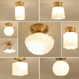 Luci da soffitto a filo in stile rustico nordico in ottone puro con paralume in vetro
