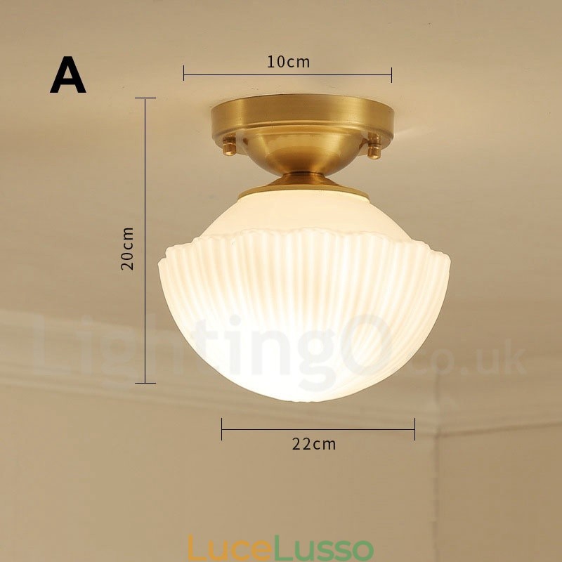 Luci da soffitto a filo in stile rustico nordico in ottone puro con paralume in vetro