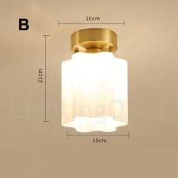 Luci da soffitto a filo in stile rustico nordico in ottone puro con paralume in vetro