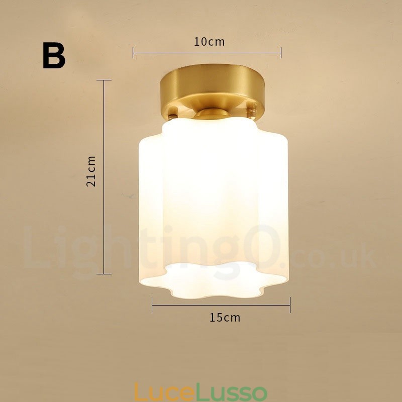 Luci da soffitto a filo in stile rustico nordico in ottone puro con paralume in vetro