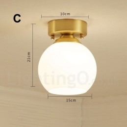 Luci da soffitto a filo in stile rustico nordico in ottone puro con paralume in vetro
