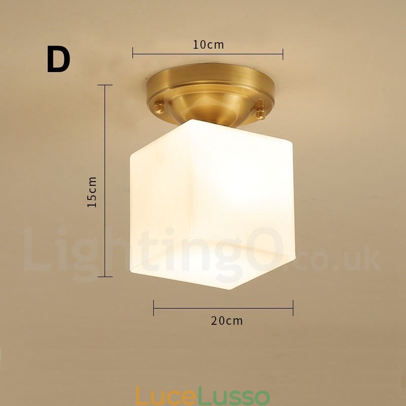 Luci da soffitto a filo in stile rustico nordico in ottone puro con paralume in vetro