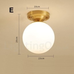 Luci da soffitto a filo in stile rustico nordico in ottone puro con paralume in vetro
